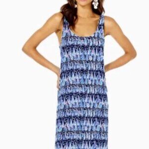 EUC Lilly Pulitzer Martins Low Tide Navy Sails & Stripes Midi/Maxi Dress Size L